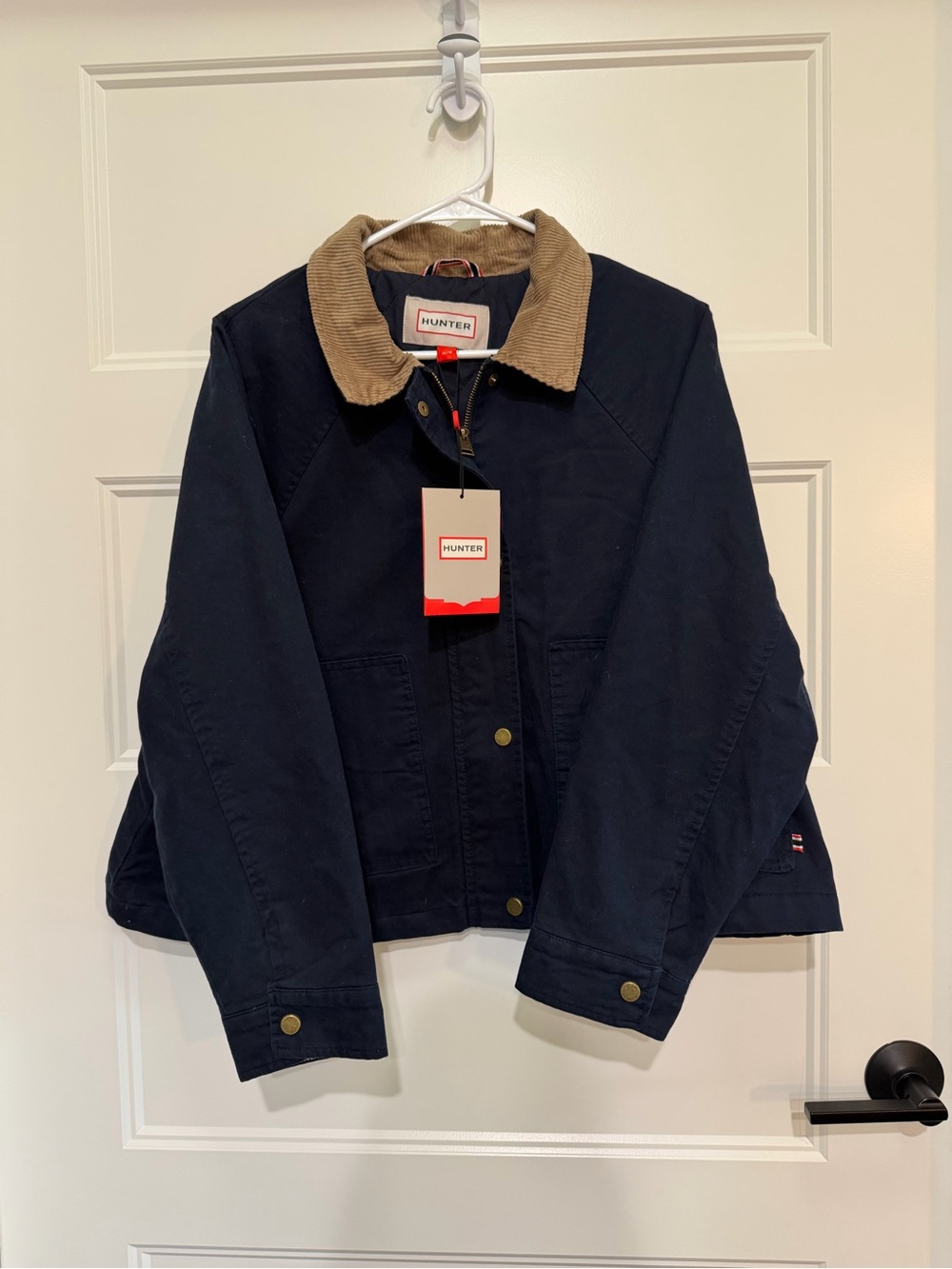 NWT Hunter Navy Quilted Barn Jacket Corduroy Collar M